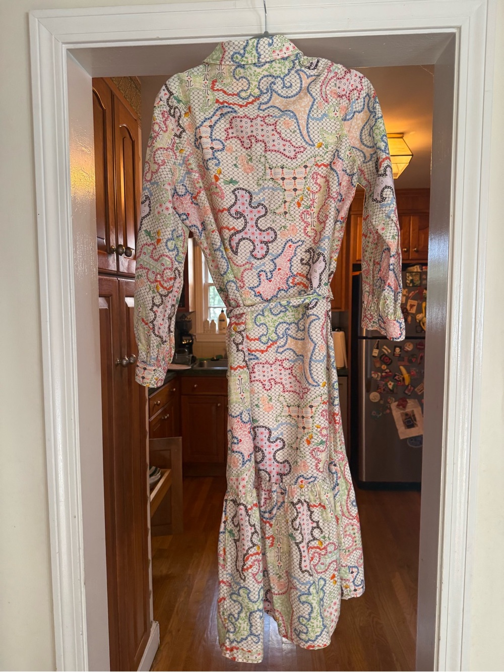 Never Fully Dressed Printed Maxi Shirt Dress Belted Size US 8 Petite - Picture 4 of 5